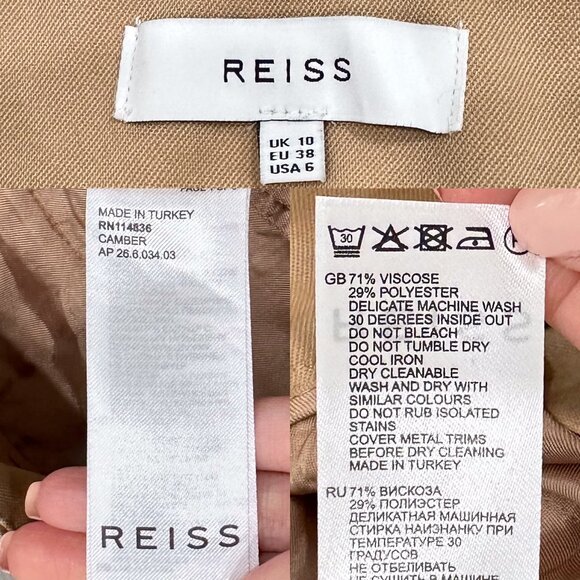Reiss Camber Pleat Front Tapered Ankle Trousers Pants in Tan Women's Size 6 - Picture 5 of 16